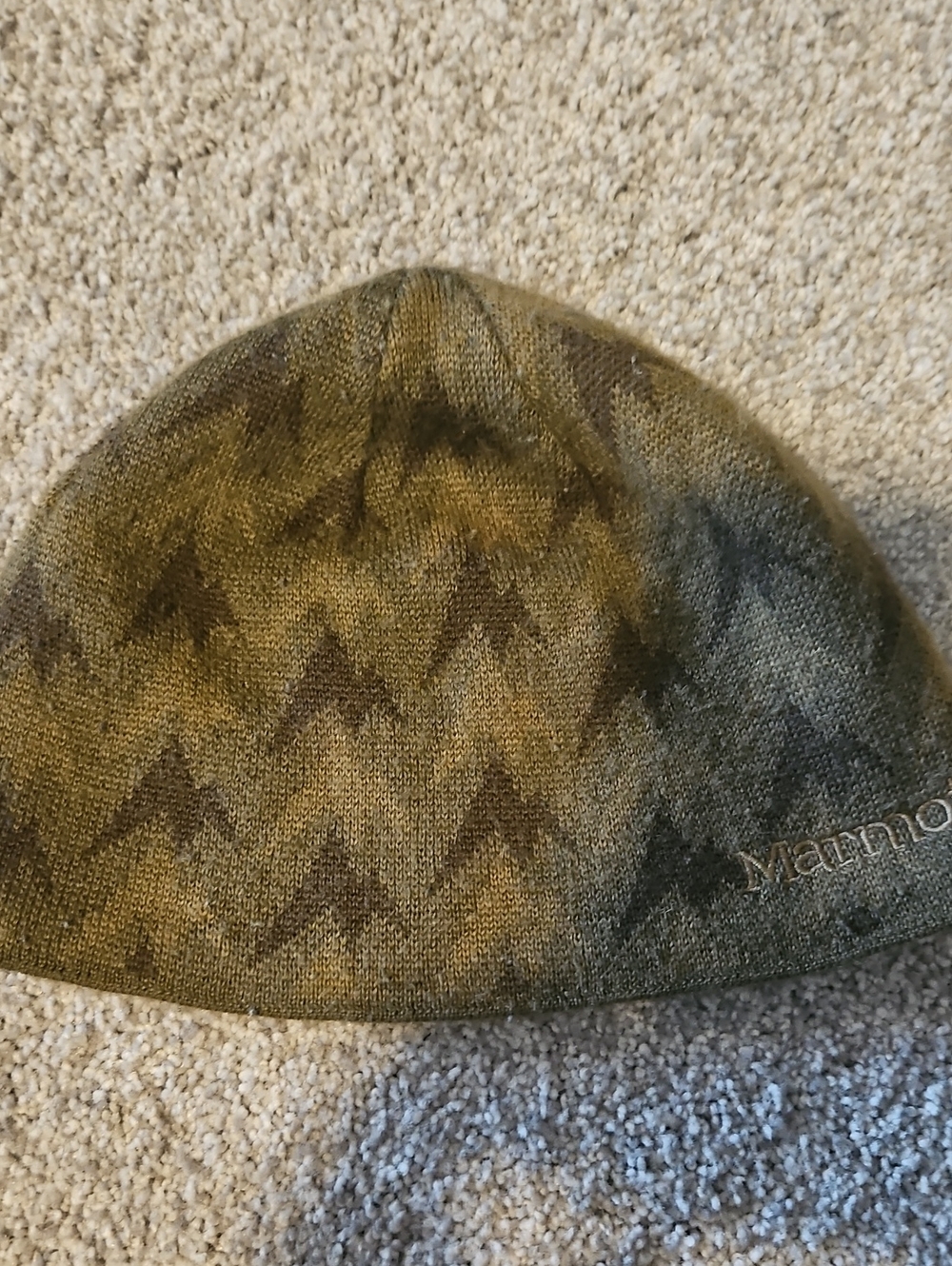 Marmot Olive Green Chevron Knit Beanie